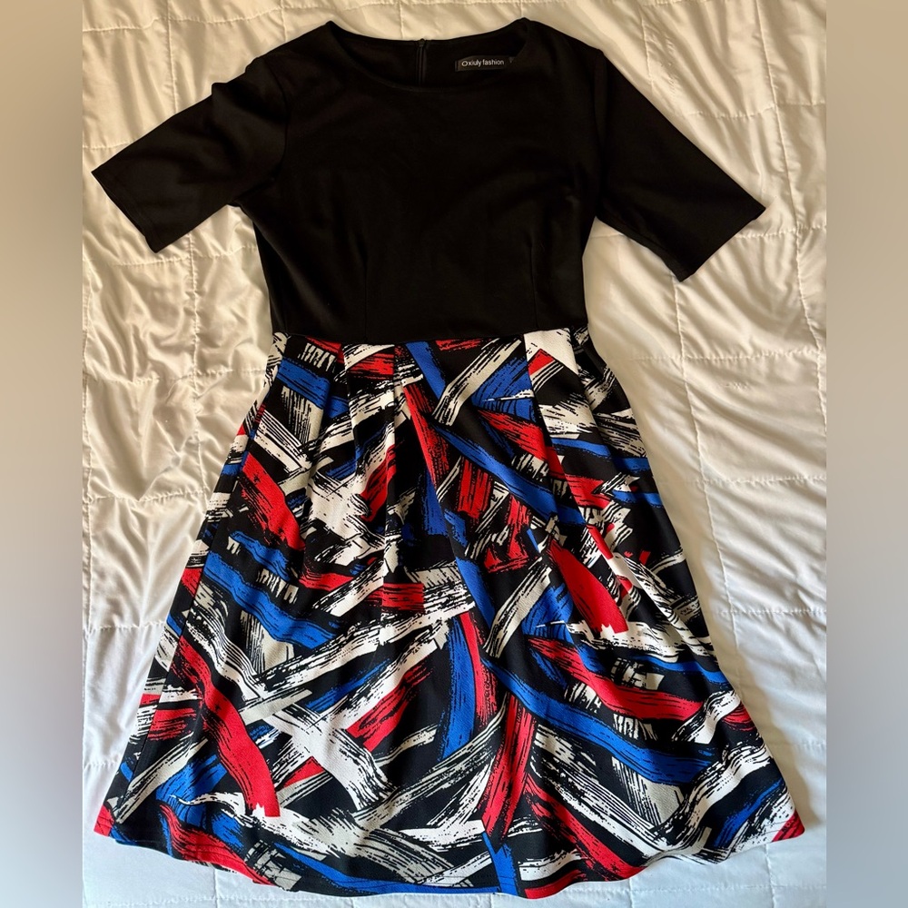 Elegant Black and Multicolor Midi Dress